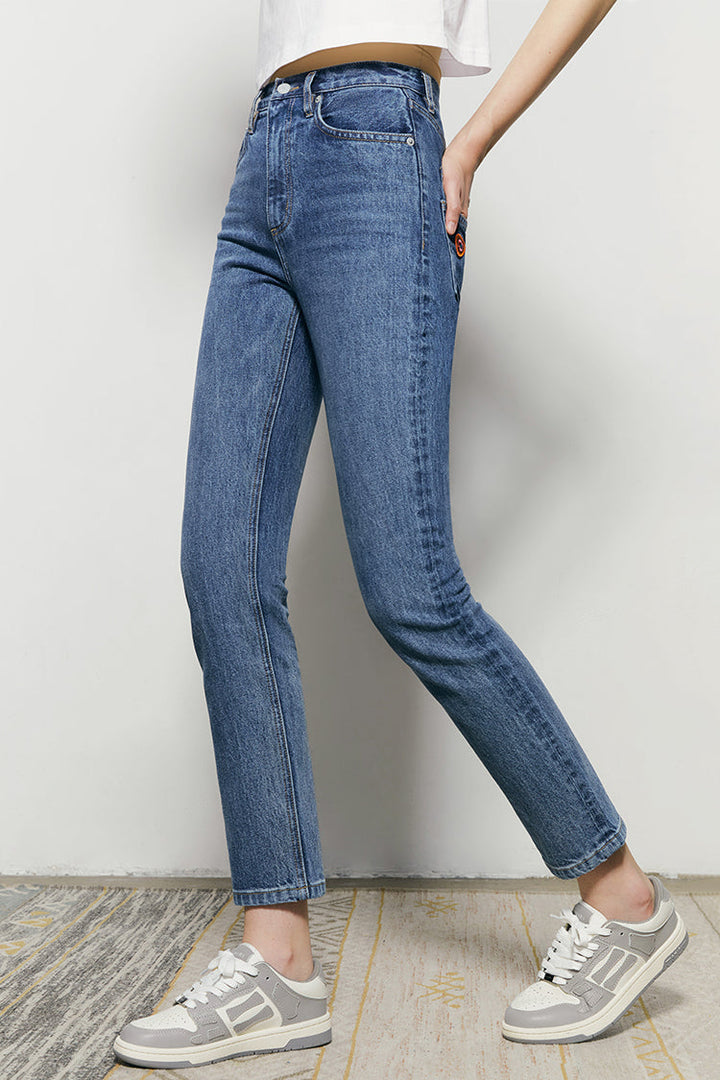 Two Shots High Rise Straight Crop Jeans