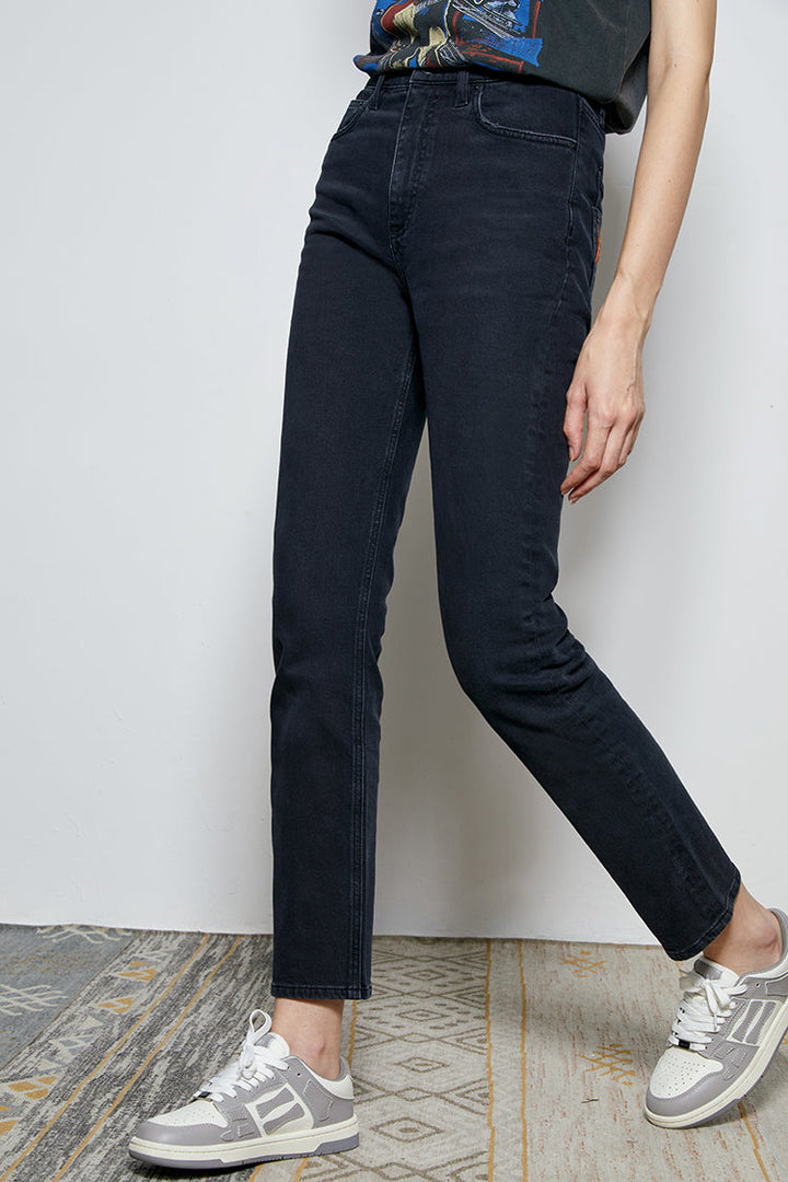 Two Shots High Rise Straight Crop Jeans