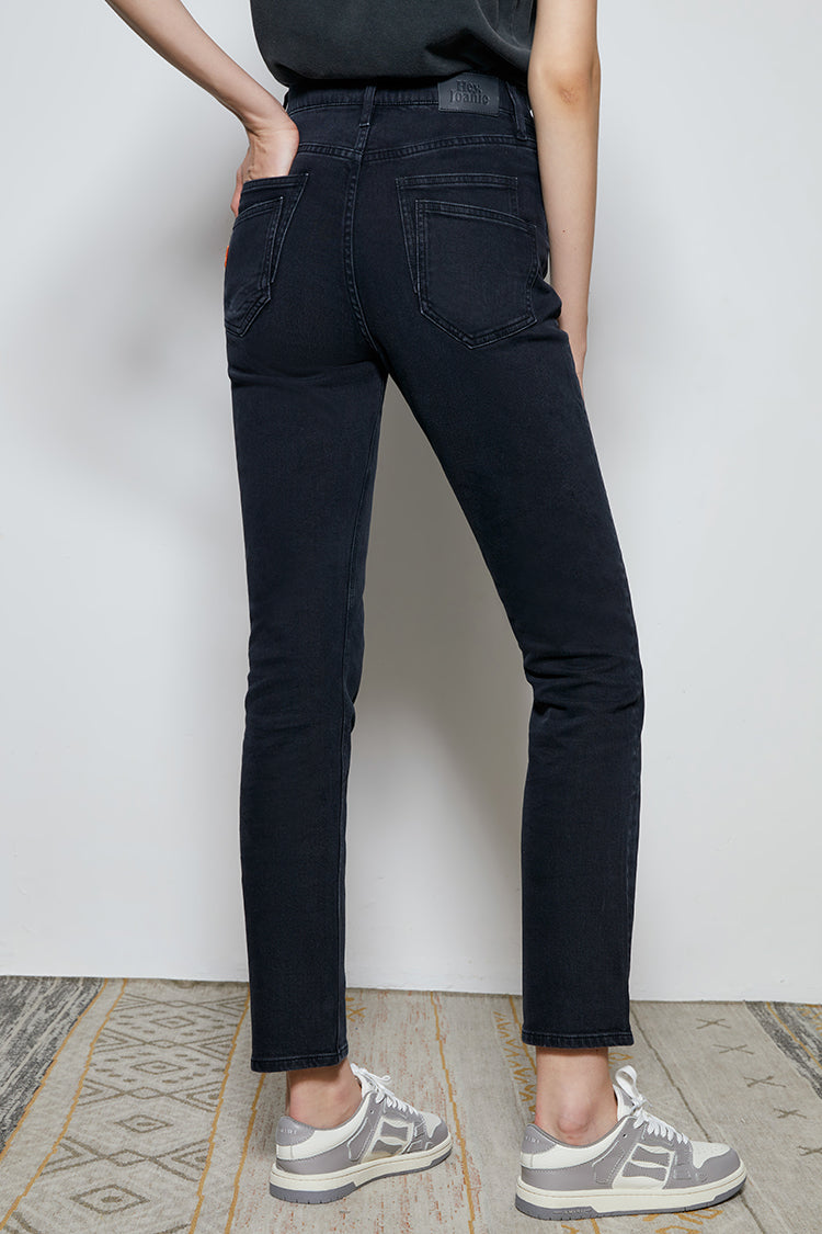 Two Shots High Rise Straight Crop Jeans