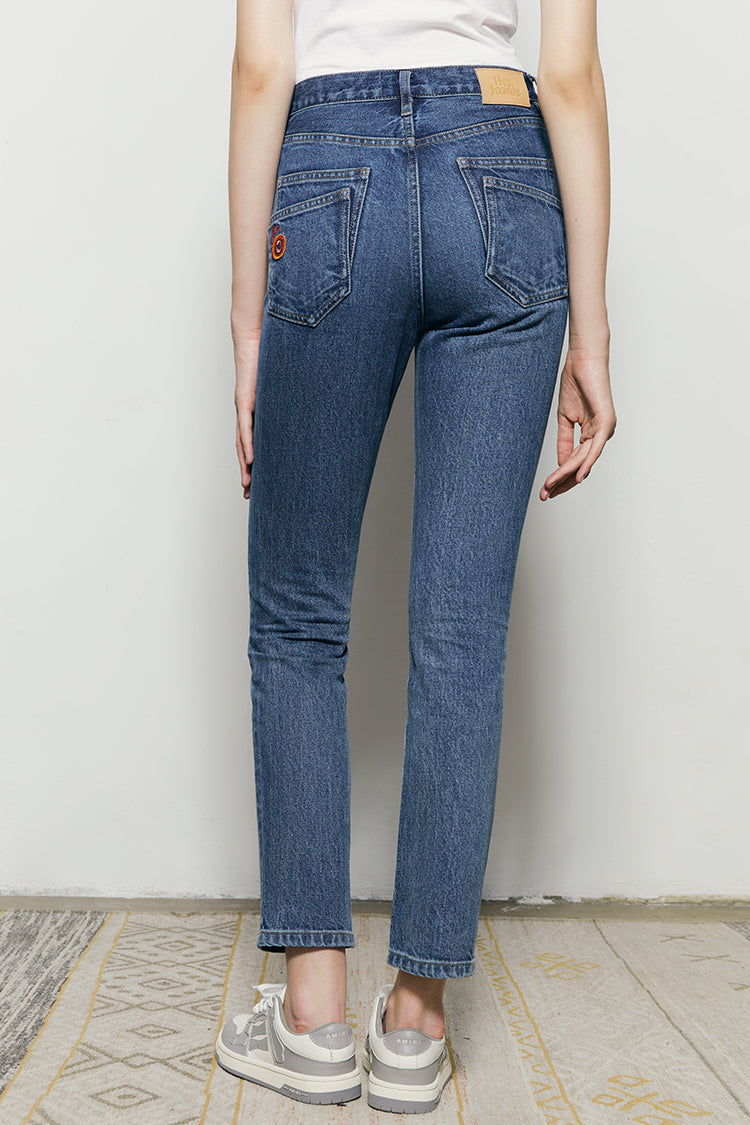 Two Shots High Rise Straight Crop Jeans