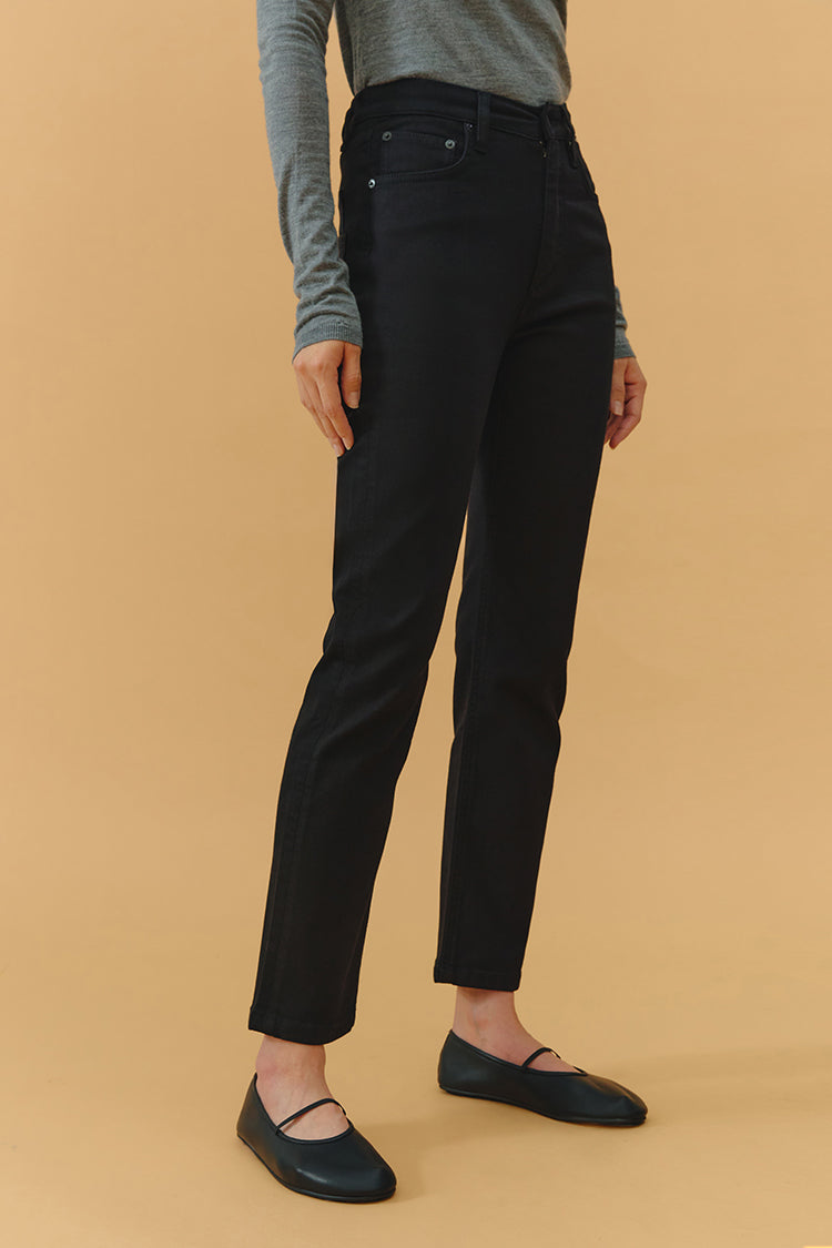 Two Shots High Rise Straight Crop Jeans