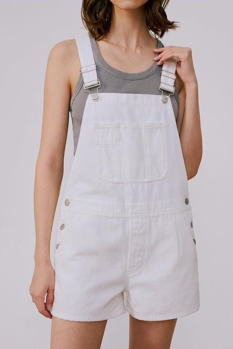 White overall outlet shorts