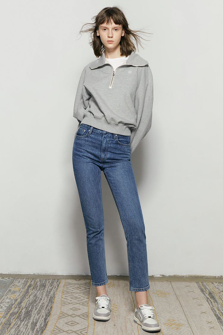 Two Shots High Rise Straight Crop Jeans