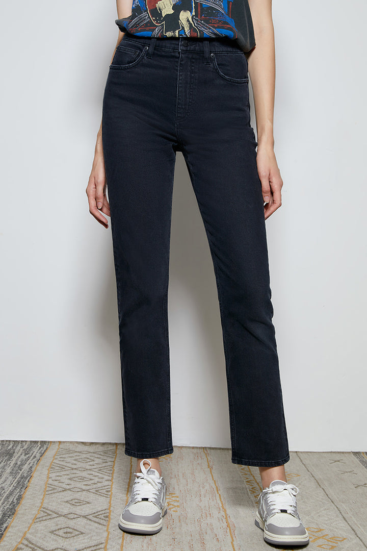 Two Shots High Rise Straight Crop Jeans